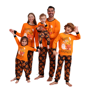 Customized Cotton Stripe Pumpkin Print PJs Sets 2 Pieces Loungewear <strong>Adult</strong> Kids <strong>Halloween</strong> Pajamas for Family - Product Image 1
