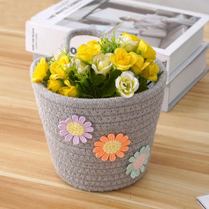 Giỏ Đựng Đồ Em Bé Bằng Tay Dệt Dây Cotton Trang Trí Gấp Gọn Dễ Thương Để Bàn Giỏ Đựng Đồ Chơi Giỏ Đựng Đồ Dệt Cho Em Bé Nhà Trẻ - Product Image 3