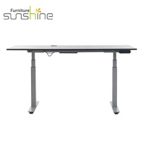 Bureau debout électrique Sunshine avec fonction extensible pour ordinateur de bureau, structure métallique, surface en bois, levage efficace