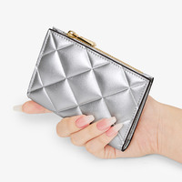 WilliamPOLO tas kartu ritsleting wanita, dompet saku kancing modis banyak warna dengan dompet koin sederhana