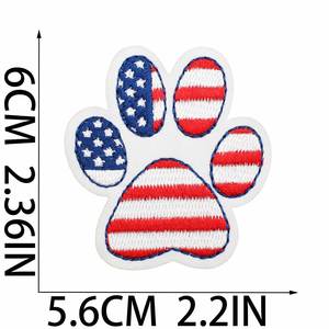 New Design <b>Iron</b> on Colorful Artist Pattern USA Flag Leopard-print Paw Patch for Decoration - Product Image 4