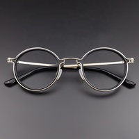 Monture optique ronde élégante en acétate de titane, monture de lunettes vintage rétro en métal