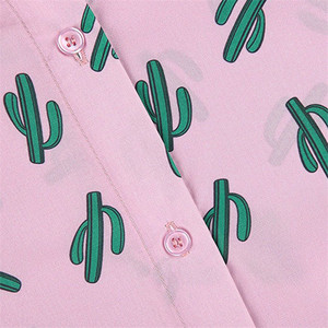 Blusa de Mujer Estilo Y2K con Cuello Peter Pan, Estampado de Cactus, <span class=keywords><strong>Manga</strong></span> <span class=keywords><strong>Corta</strong></span>, Bordado y Decoración Tie Dye - Product Image 6