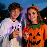 Baguettes lumineuses LED Citrouille et Crâne, 6 modes clignotants, piles incluses, pour fêtes d'Halloween, articles de fête en gros, fournitures pour la nuit de la Toussaint