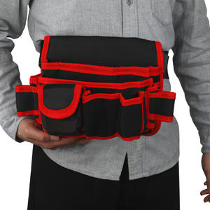 Bolsa de Herramientas para Carpintero y Electricista, con 10-14 Bolsillos, Correa Ajustable, Cierre de Velcro, Color Rojo, Multifuncional - Product Image 1