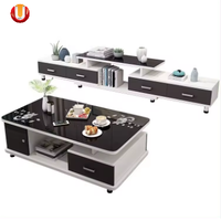 Ensemble de meubles de salon au design moderne, meuble TV en bois, meuble TV noir et blanc et table basse