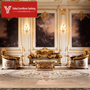 लक्जरी कस्टम विला फर्नीचर कारखाने प्रत्यक्ष बिक्री यूरोपीय सोफा संयोजन तीन व्यक्ति नक्काशीदार सोफे से पेंट किया गया - Product Image 1