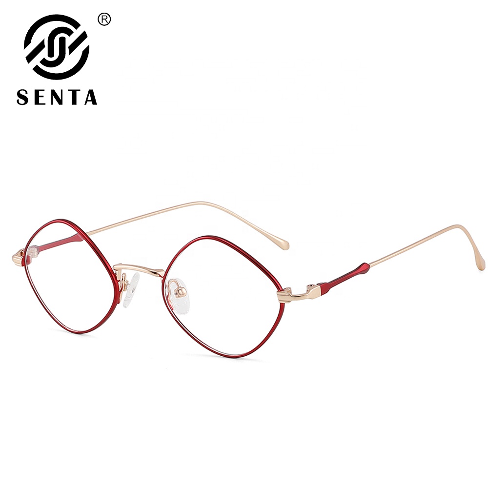 Shop Italian Designer Small Rhombus Metal Eyeglasses Frames