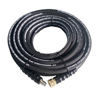 Tuyau de nettoyeur haute pression recouvert de tissu 4500 psi, 50 pieds x 3/8'' pour eau chaude et froide 250 ° F avec prise en laiton et bouchon en acier