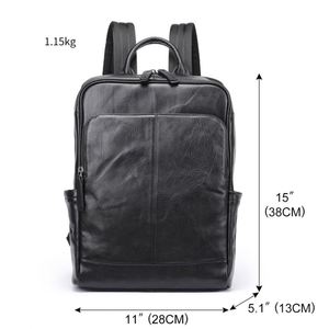 Wholesale Custom Genuine <b>Leather</b> Unisex Waterproof Zipper <b>Large</b> Capacity <b>Backpack</b> USB Business Casual Laptop Use Outdoor Travel - Product Image 4