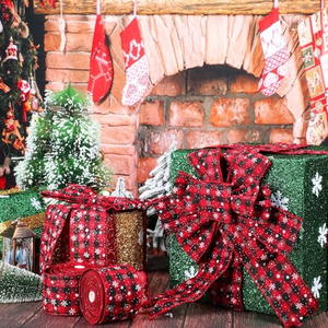 Christmas <b>Wired</b> <b>Ribbon</b> Santa Claus Snowflake Car Custom Printed Burlap Christmas Tree Linen <b>Wired</b> Edge <b>Ribbons</b> - Product Image 4