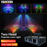 Projecteur laser RVB double tête 3-en-1 pleine couleur avec 2 lentilles pour spectacle lumineux, idéal pour mariages, bars et événements