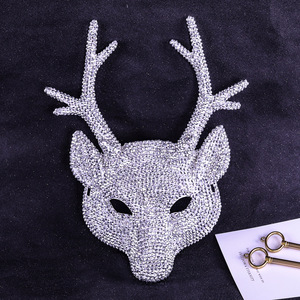 Masque de tête de cerf incrusté de diamants, masque de cosplay en plastique pour fête, costume DIY MJ015 - Product Image 1