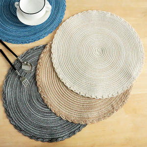 Manteles Individuales Redondos de Hilo de Algodón para el Hogar, Color Azul, Beige, Negro, Marrón Claro, Material PP, Aislamiento Térmico - Product Image 5