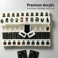 Nouvelles tuiles de mahjong américaines en acrylique à motif gothique citrouille, chauve-souris, chat noir, thème Halloween sombre