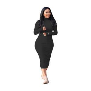 Robe décontractée pour femmes avec manches longues Pit Stripes sans bretelles taille naturelle lettre broderie tissé crêpe tissu automne mode - Product Image 2