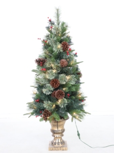 Sapin de Noël Artificiel Réaliste Pré-éclairé de Luxe, Lumière Blanc Chaud, Branches Faciles à Installer avec Baies Rouges Décoratives et Pommes de Pin - Product Image 2