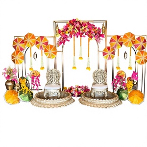 Urli ไฟเบอร์ออปติกแบบดั้งเดิมสำหรับเจ้าสาวและเจ้าบ่าวซื้อพิธี haldi สวยงามพิธีชงชาเส้นใยสีทอง - Product Image 6