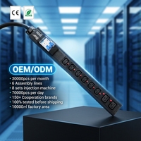 Nouveauté 1U 1.5U IEC C13 L6-50P 250V 50A 30A Alliage d'aluminium 8 voies PDU Unité de distribution d'alimentation avec disjoncteur 2P OEM