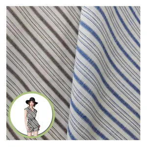 Export Outlet Custom Stripe Patterns Printed Woman Linen And Cotton Fabric For Women Clothing