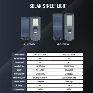 Proyecto de Iluminación Exterior, Farola Solar LED de 800W 1200W, Sensor Exterior, Impermeable, Control Remoto, Lámpara Solar - Product Image 6