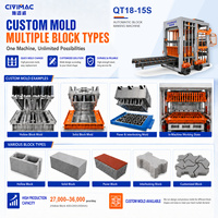 Machine à fabriquer des blocs de béton entièrement automatique, pour blocs creux, pleins et emboîtables, ligne de production de briques automatique PLC QT18