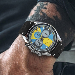 Montre chronographe à quartz CILOA pour homme, bracelet en cuir texturé, résistance à l'eau 3 BAR, cadran rond, montre sport et affaires - Product Image 3