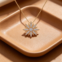 Collier Pendentif Hengdian en Laiton Plaqué Or 18K avec Zircon Cubique AAA Motif Rayon de Soleil, Vente en Gros
