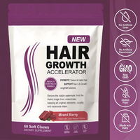Vitamines pour la croissance des cheveux, gommes à mâcher molles, complément alimentaire pour femmes et hommes adultes, 10000 MCG de biotine, favorise des cheveux plus épais, plus volumineux et plus forts