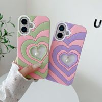 Coque de luxe en perles creuses en forme de cœur pour iPhone 17 16 Pro Max, design à bords ondulés, style estival, respirante et antichoc