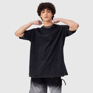 Camiseta de punto para hombre 100% algodón 230G, lavado vintage, tela premium transpirable, anti-bolitas, oversize, manga corta, estilo urbano de verano - Product Image 3