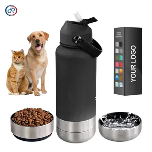 3 In 1 24Oz 32Oz 64Oz Portable Water Bottle Pet Feeder Travel Bowl Pet Water Bottle Stainless