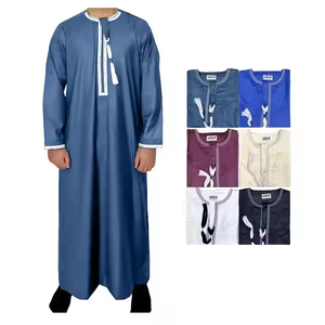 Thobe da Uomo Premium Ricamato con Nappe, Stile <span class=keywords><strong>Arabo</strong></span> Saudita, Abito Islamico Tradizionale Omani Kandura Jalabiya - Product Image 5