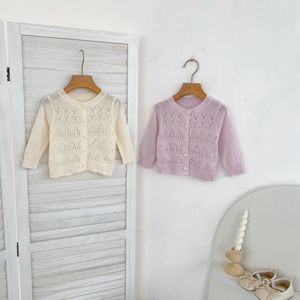 Cárdigan de punto hueco <span class=keywords><strong>para</strong></span> bebé, suéter de verano <span class=keywords><strong>para</strong></span> recién <span class=keywords><strong>nacido</strong></span>, camisa con protección solar y aire acondicionado, ropa de bebé. - Product Image 2