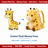 Sac à dos en peluche personnalisé Girafe Dessin animé Coussin en peluche Jouet en peluche souple OEM ODM Sac à dos en peluche sur mesure
