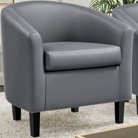 Fauteuils latéraux en cuir PU noir, fauteuil club, fauteuil en forme de baril, fauteuils d'appoint pour chambre à coucher, salon, salle de lecture