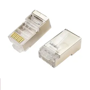 RJ45 Cat5 Shielded Crystal Head Network Wiring Through Hole Trigeminal Gold-plated CAT5 Connector