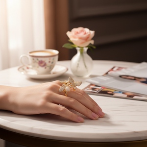 CZ anelli in resina placcata oro rosa regolabili alla moda apertura intarsio forma numero - Product Image 4