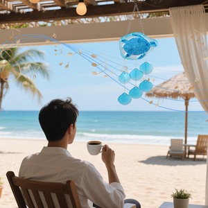 Tortue bleue verre vent cloche fait à la main petit frais suspendu décoratif porte fenêtre pendentif créatif transfrontalier pour <span class=keywords><strong>Amazon</strong></span> métal - Product Image 5