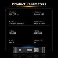 TV BOX Android 14 X88 Pro 14 RK3518 Quad Core 64bit Cortex-A53 RAM 2GB ROM 16G BT5.0 Set Top Box Android 2.4G/5G Dual Wifi6