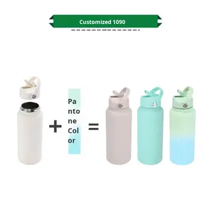 <span class=keywords><strong>Gourde</strong></span> isotherme personnalisée anti-fuite avec couvercles et pailles pour le sport - Product Image 5