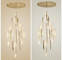 Plafonnier suspendu en cristal au design contemporain, produit de luxe, éclairage d'intérieur, luminaire décoratif de plafond, idéal pour une villa, un duplex ou des escaliers
