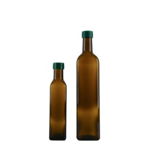 Bouteille d'huile d'olive en verre carré vert brun de 250ml/500ml/1L avec distributeur d'insertion en plastique et couvercles à vis en aluminium - Product Image 3