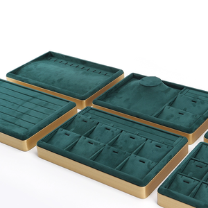 Khay trưng bày đồ trang sức, khay trưng bày Mặt dây chuyền vòng cổ với nhung xanh để lưu trữ và trưng bày đồ trang sức - Product Image 1