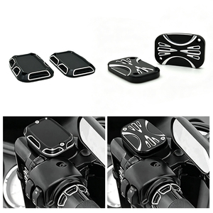 Couvercle de cylindre de frein avant CNC pour moto Harley Road Glide, bouchon de réservoir d'huile noir style A B en aluminium - Product Image 3