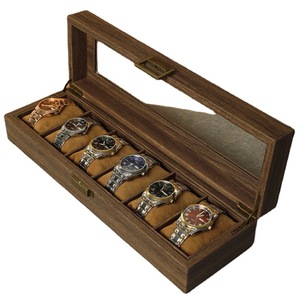 Walnut Wood <b>Watch</b> Box With Lid Large Capacity Dustproof Storage <b>Case</b> For Men Women Rectangle Shape Solid Color Design - Product Image 5