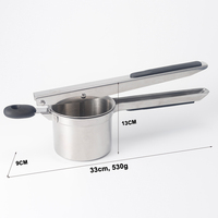 Aardappelstamper van roestvrij staal met 4 schijven |   Robuuste pureepers met meerdere texturen |   Keukenaccessoires RVS Keuken