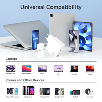 Chargeur GaN 65W, 3 ports USB C, 65W PD QC, adaptateur mural de charge rapide, prise EU, station de charge rapide multi-appareils pour ordinateur portable, téléphone