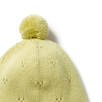 Bonnet tricoté mignon pour bébé Bonnet à tricoter avec oreillettes Chapeaux en coton nouveau-né Pom Pom Garder au chaud Bonnets nouveau-né avec corde