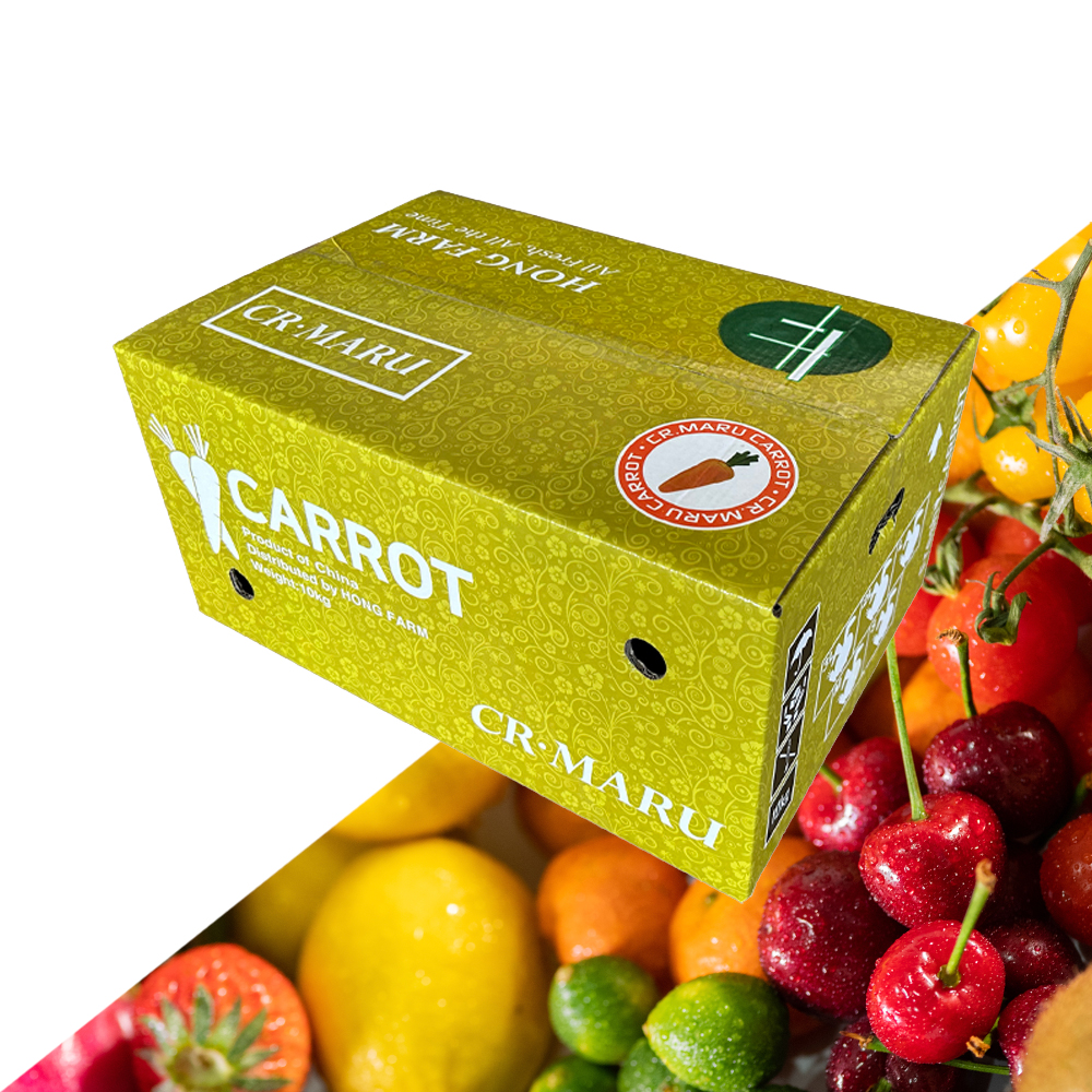 Custom Printed Large Square Corrugated Cardboard Box Stackable Apple Mango Blueberry Fruit Vegetable Display Tray Packaging Box